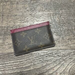 Louis Vuitton Black and Gold Card Holder with Red Trim